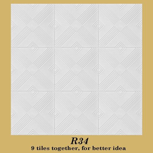 Home Decor Foam Glue-up Ceiling Tile R34W (21.12 s/f/Case) Pack of 8 Plain White