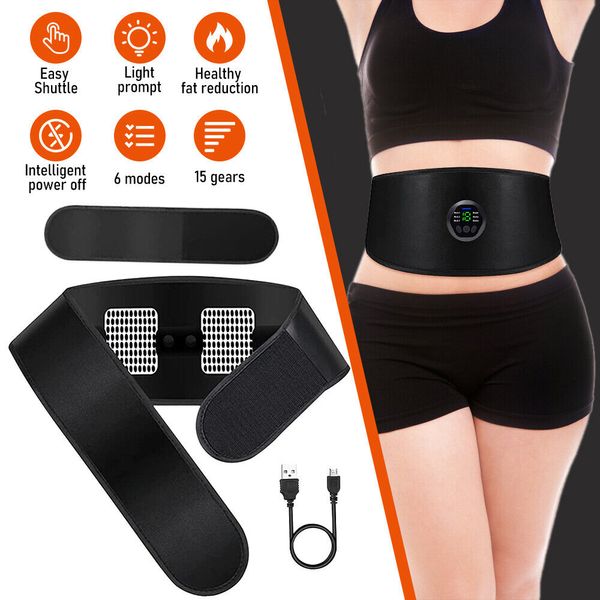 EMS Abdominal Muscle Stimulator ABS Toning Belt Portable Ab Machine Rechargeable