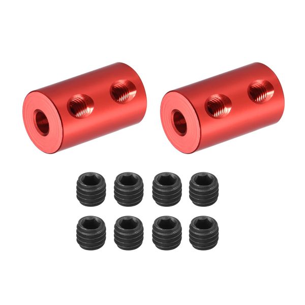 DMiotech 2pcs 4-4mm Bore L20XD12 Rigid Coupling Shaft Coupling Joint Connector with Screws Aluminum Alloy Motor Shaft Connector for 3D Printer Red