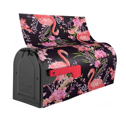 Perinsto Pink Flamingos Exotic Orchids Flowers Mailbox Covers Magnetic Waterproof Mail Cover Letter Post Box Wraps for Home Garden Yard Decor, 21x18 in