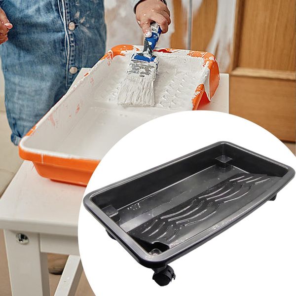 Paint Roller Tray with Wheels Easy to Use Reusable DIY Tool Wall Decoration