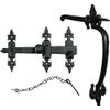 Fleur De LYS Lockable Privacy Suffolk Thumb Latch Door Handle - Black Antique