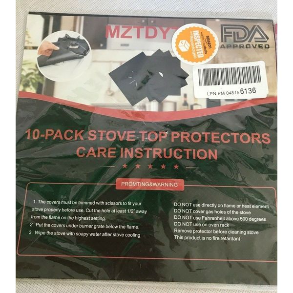 10-Pack Stove Burner Covers Reuseable Gas Range Protectors Non-Stick Easy Clean