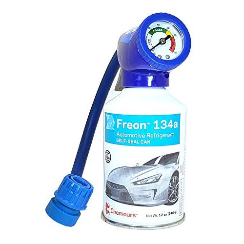 1 Can of Chemours Freon R134a for MVAC use in a 12-Ounce Self-Sealing Container with Gauge and Hose Dispenser