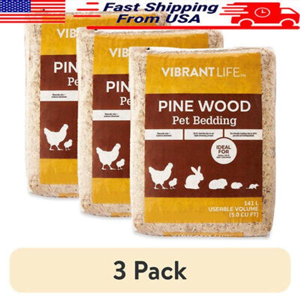 Pine Wood Pet Bedding 3 Pack Odor Absorbent Eco-Friendly Small Animal Bedding US