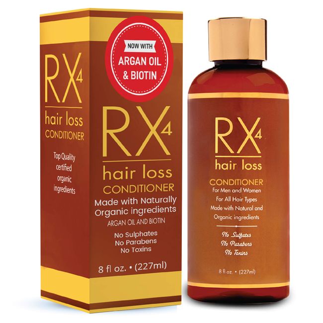 RX 4 Hair Loss Conditioner for Thinning Hair, DHT Blocker, Naturally Organic with Biotin, Aids in Hair Regrowth, Doctor Recommended Growth Shampoo Treatment System.