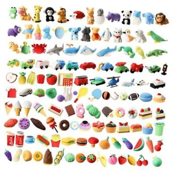 125 Pack Animal Erasers for Kids, Desk Pets for Classroom Mini 3D Puzzle