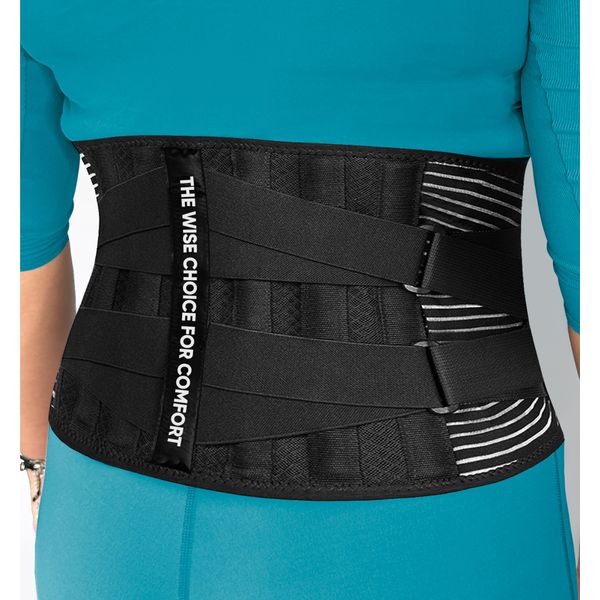 SNUGL Lower Back Support Belt | Lumbar Brace for Women and Men | Sciatica Pain Relief and Bulging Disc Products - Help Achieve Straight Posture (Black, L)