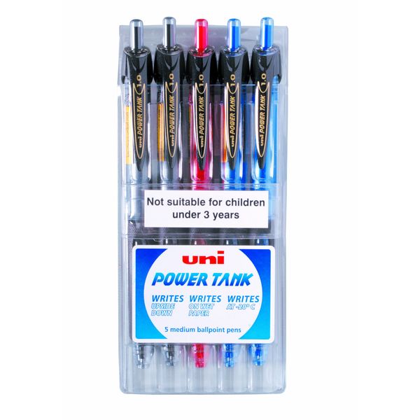 uni-ball Powertank SN-220 Ballpen - Assorted Colours, Pack of 5