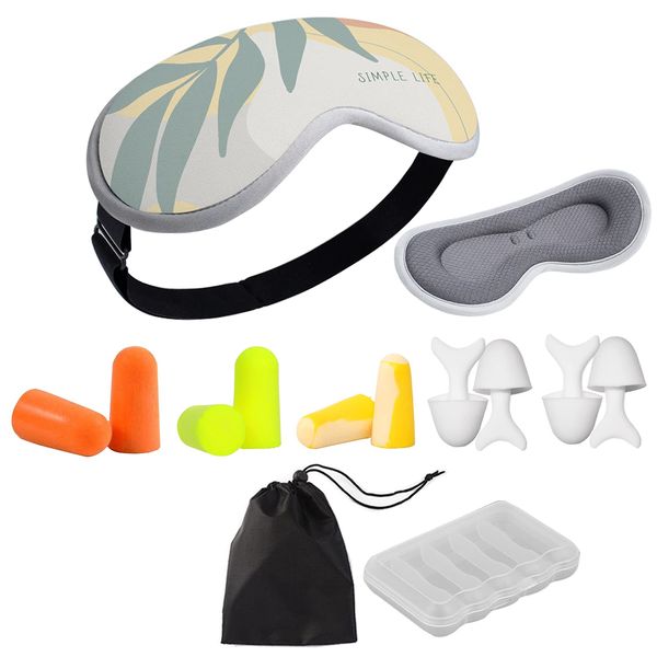 LYGGIE Eye Mask, Ear Plugs, Sleep Better, Unisex, Eye Mask, 3D Type + 5 Pairs Ear Plugs Set, Soundproofing + Storage Bag, Good Sleep Goods, Light Blocking, Soft, Memory Foam, No Pressure, Reduces Eye Fatigue, Adjustable Length, Supports Comfortable Sleep,