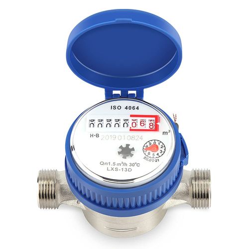 GOTOTOP Water Fow Meter, 15mm 1/2 inch Cold Water Meter Read of Cubic Meters for Garden Home Using with Fittings, Blue