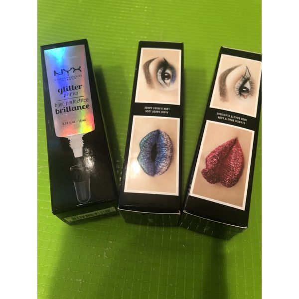 3 Nyx Makeup Glitter Primer Eyeshadow Base & Foundation Primer, GLIP01, 0.33 oz
