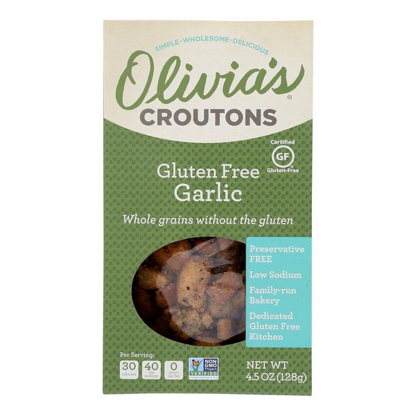 Olivia's Croutons Gluten Free Garlic Crouton 4.5 Oz [6 Pack]6