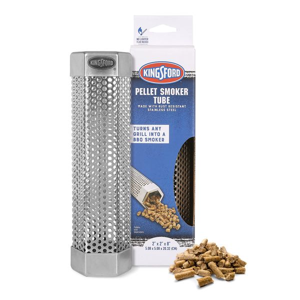 Kingsford 8 Inch Pellet Smoker Tube Hexagon With Box | Pellet Tube Smoker Turns Any Grill Into BBQ Smoker | Pellet Smoker Tube, Pellet Smoker Box, Grilling Tools, Smoker Pellets from Kingsford,Silver