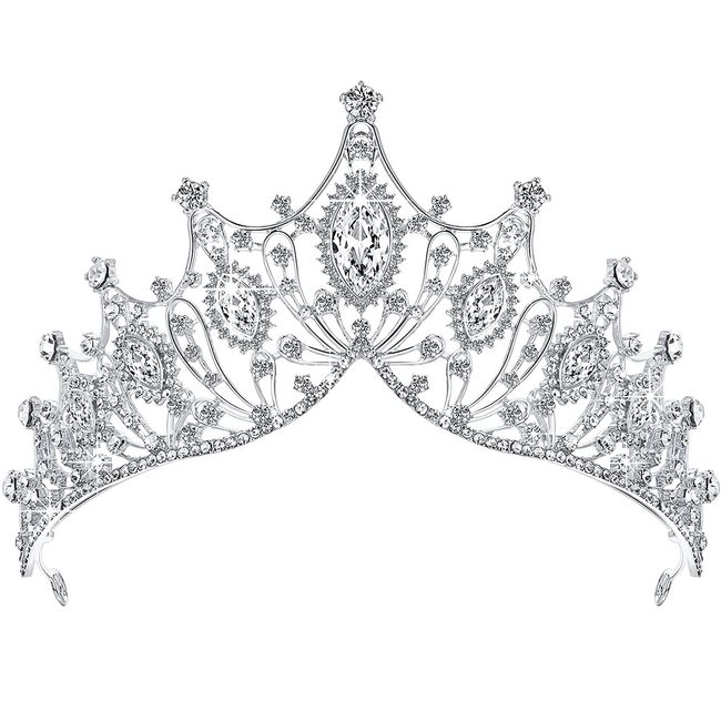 Hochzeit Diadem, Krone Strass, Krone Kristalle Tiara, Braut Tiara Diadem, Diademe für Mädchen Kristall, Prinzessin Tiara Geburtstag Erwachsene, für Hochzeitsfeier, Halloween, Bankett (Silber)