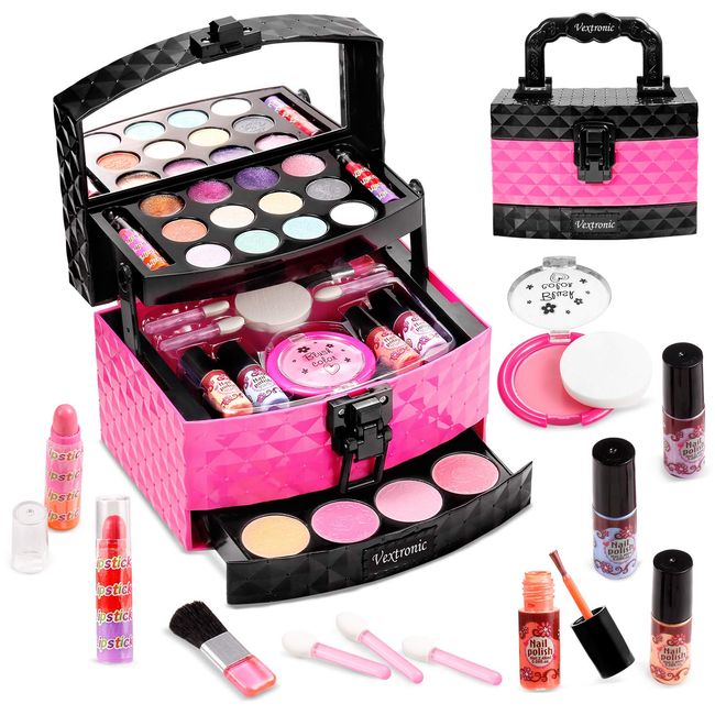 Kids Makeup Kit Toys for Girl, Washable Real Cosmetic Girl Makeup Set