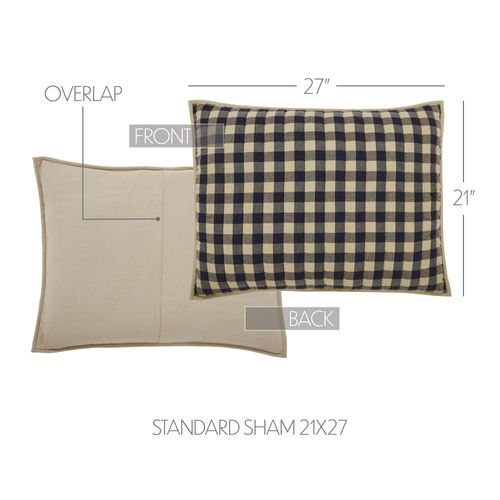 VHC Brands Sham Standard Quilted, Cotton Bedroom Sham Cover, Bedding Accessory, Bedroom Decor, My Country Collection, Rectangle 21x27, Navy