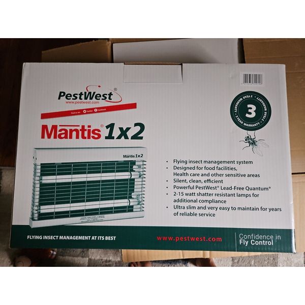 Mantis 1x2 White Flytrap PestWest Insect Light Trap NEW  Food-health 15 Watt