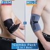 Kedley Elbow Support (Combo Pack – 2pcs) FIRM (Neoprene) & MILD (Elasticated) Compression Bands for Arthritis (M/L)