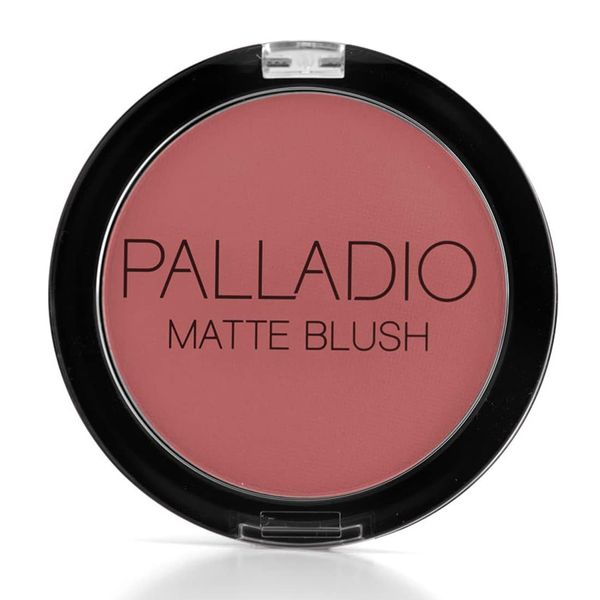 Palladio Matte Blush, Brushes onto Cheeks Smoothly, Soft Matte Look and Even Finish, Flawless Velvety Coverage, Effortless Blending Makeup, Flatters the Face, Convenient Compact, Toasted Apricot