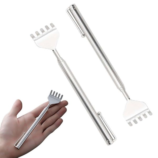 2 Pcs Back Scratcher Telescopic Back Scratcher Stainless Steel Back Scratcher Massager Telescoping Scratching Tool with Pocket Clip for Relieving Back Itching