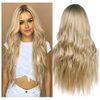 ColorfulPanda Ombre Blonde Wig with Dark Roots Natural Wavy Long Curly Synthetic Wigs for Women Cosplay Party Daily Wear