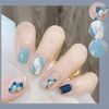 Sun&Beam Nail Tips, Medium, Short, Round, False Nails, Camellia, Cherry Blossom, Medium Long, False Nails, Popular, Cute, Stylish, Convenient, Safe, Comfortable, 24 Colors (#4-Blue)