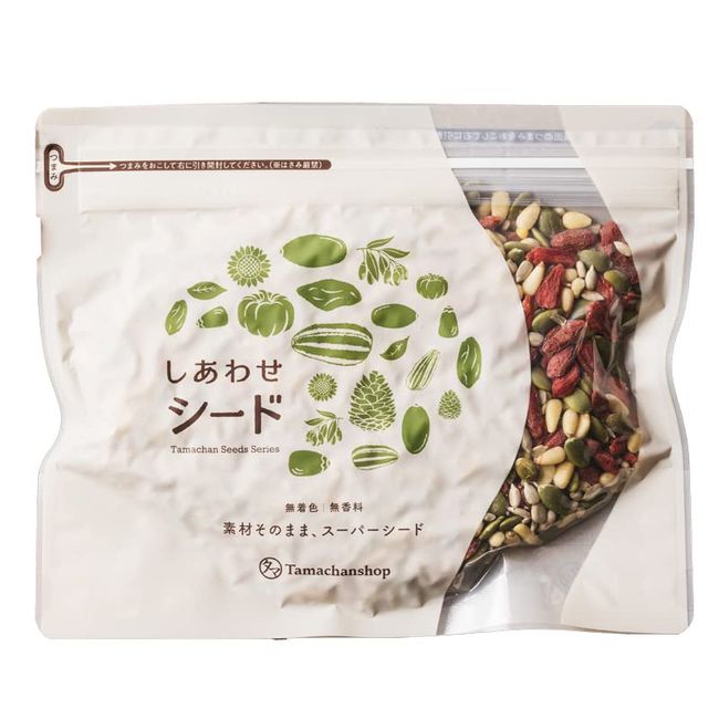 4 Types of Luxury! Happy Mixed Seeds, 8.8 oz (250 g), Additive-free, Pumpkin Seeds, Sunflower Seeds, Sunflower Seeds, Pine Nuts, Pumpkin Seeds, Sunflower Seeds, Goji Berry, Salt-free, Oil-free,