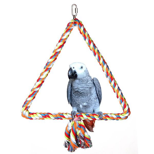 KINTOR Medium Triangle Rope Swing Bird Toy Parrot Cage Toys Cages Conure African Grey