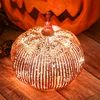 hvfun Rosegold Thanksgiving Decorative Artificial Pumpkins-Mercury Glass Light up Pumpkin with Timer- Table Centerpieces for Home Decor-Lamps for Festive Decoration
