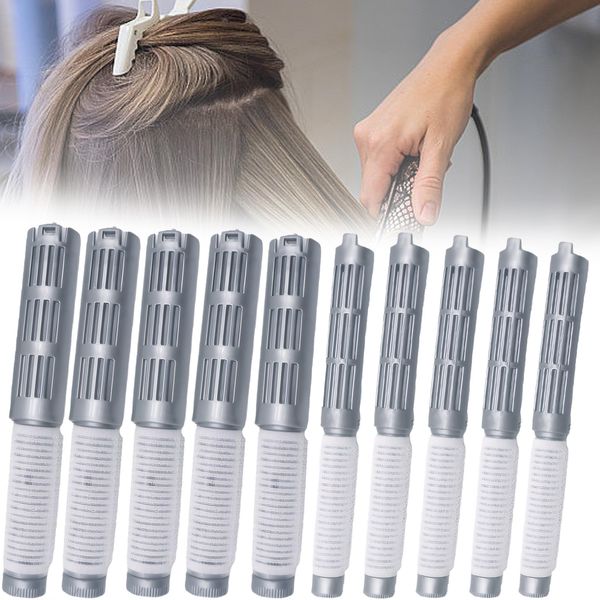 DELUXEFOX Hair Roller, Set of 10, Hair Permer Rod, Hair Perm Rod, Fluffy Perm Rod, Thin Curler, Thick Curler, DIY Barber Supplies, Easy Operation, No Damaging Hair