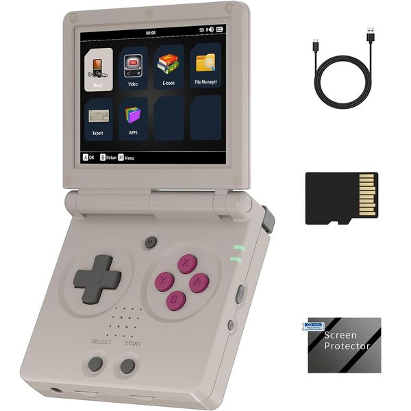 RG35XXSP Retro Handheld Game Console, 3.5" IPS Fold Screen Linux OS 3300mAh Battery Video Game Player with 64+128G TF Card 10155 Games, Support 5G WiFi Bluetooth & HDMI TV Output