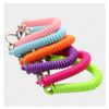 TATUM Coil Strap Elastic Spring Cord Spiral Cable Drop Proof Key Ring Carabiner, blue