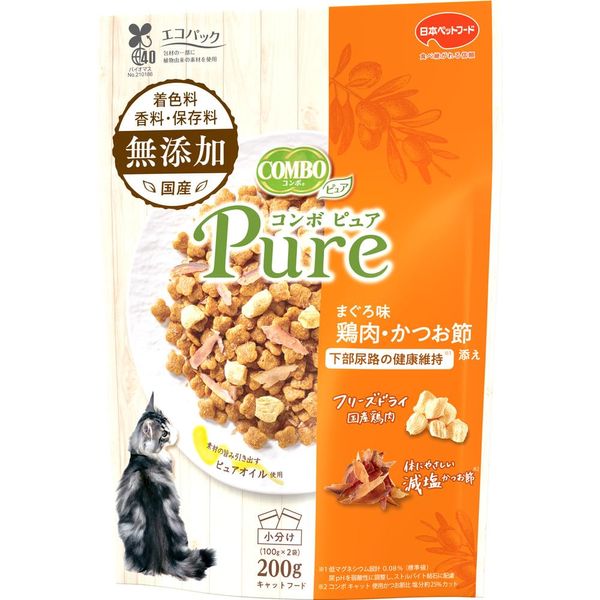 Combo Cat Food Pure Cat [Additive-Free Materials] [Made in Japan] [Small Packing] Tuna Flavor, Poultry, Bonito Flavor, 7.1 oz (200 g)