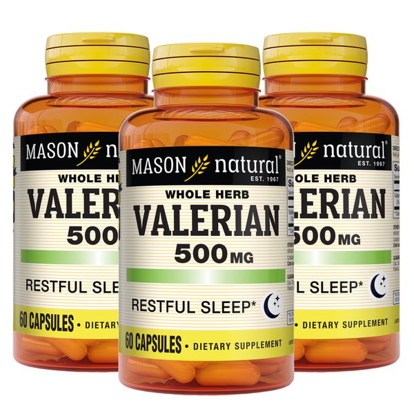 MASON NATURAL Valerian Root 500 mg - Natural Sleep Aid, Promotes Healthy and Restful Sleep, Herbal Supplement, 60 Capsules (Pack of 3)