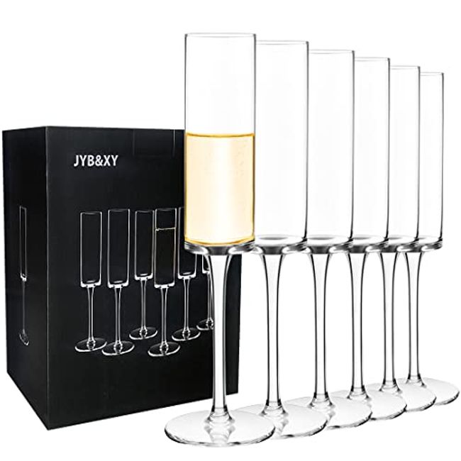 Champagne Flutes, Edge Champagne Glass Set of 4 - Modern & Elegant for Women, Men, Wedding, Anniversary, Christmas, Birthday - 6oz, Crystal