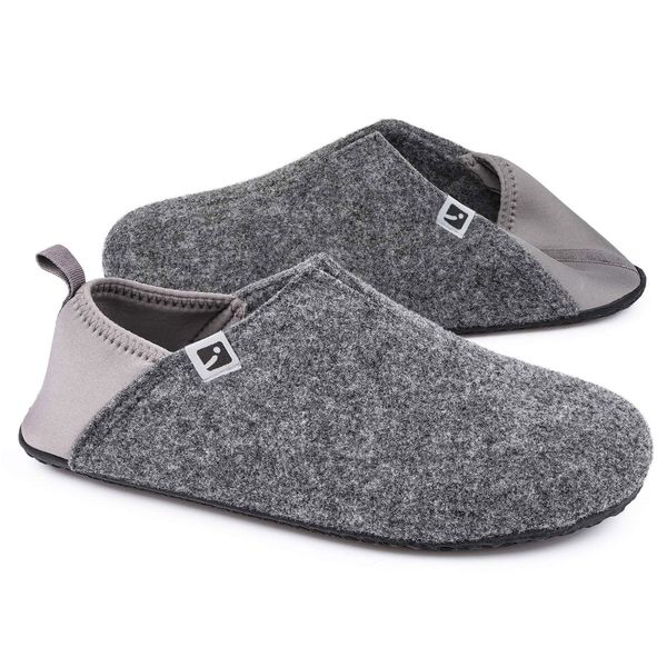 HomeTop Room Shoes, Men's Slippers, Portable Slippers, Heat Retention, Windproof, Lightweight, Anti-Slip, Quiet, Washable, Indoor, Office, All Seasons, gray