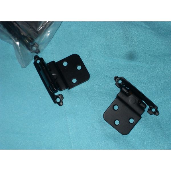 Face Mount Self Closing 3/8 inch Inset Black Cabinet Hinge Multi-Fold Over 10 Pk
