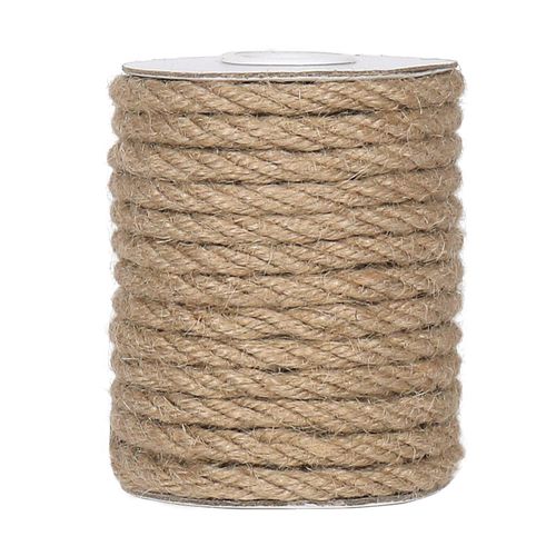 tenn well 6mm Garden Twine String, 33 Feet Thick Jute Rope for DIY Cat Scratch Post, Decoration Gardening, Bundling and Crafts (Brown)