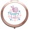 Happy Easter statement floral bunny [EAST23] folding compact pocket mirror - rose gold round circle shape