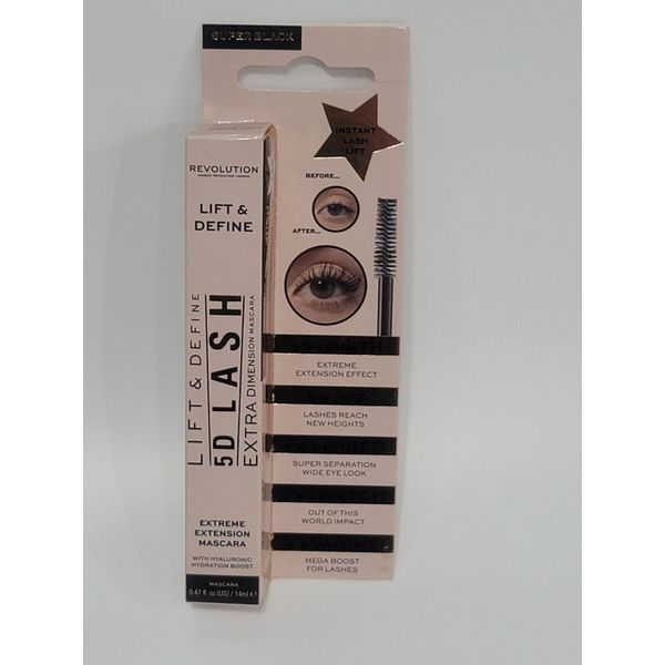 REVOLUTION 5D Mascara - Lift & Define Extra Dimension 5D Lash Makeup Super Black