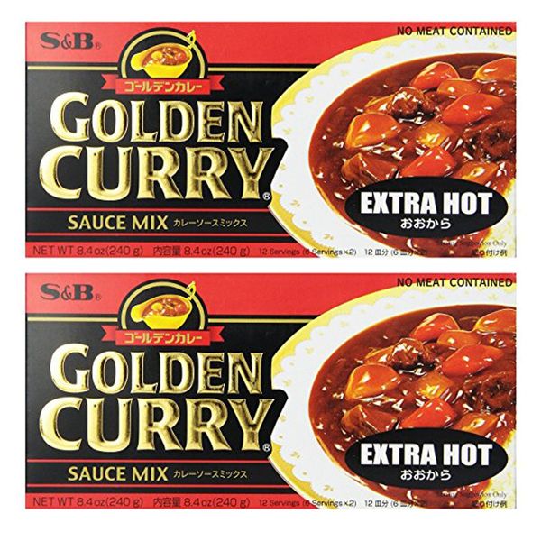 [ 2 Packs ] S&B Golden Curry Sauce Mix, Extra Hot, 8.4-Ounce