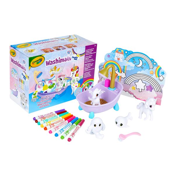 CRAYOLA Washimals Peculiar Pets Tub Set Playset - Colour and Wash Pets Creative Colouring Crafts Kit, Gift Set, with Washable Marker Pens