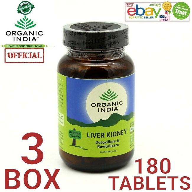 ORGANIC INDIA  Liver Kidney Exp.2025 OFFICIAL USA 3 BOX 180 Capsule Care Health