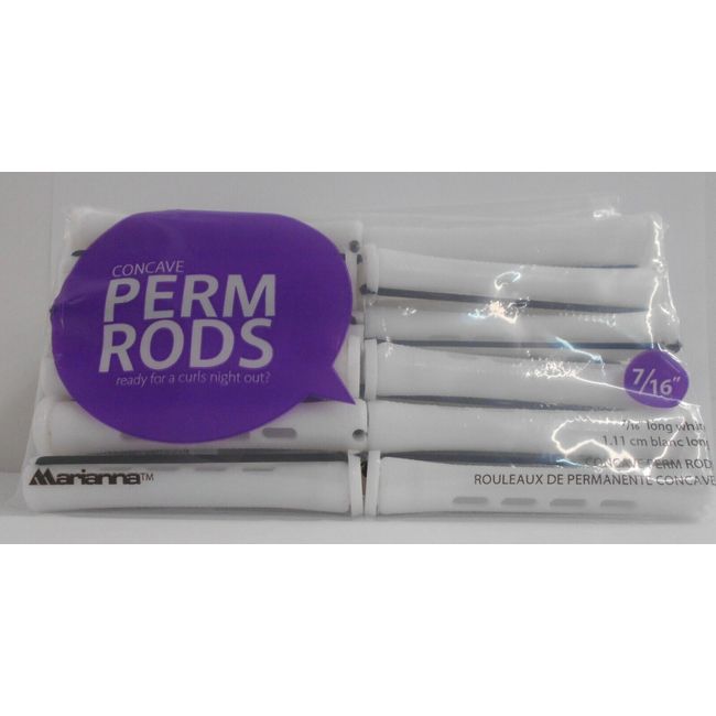 (Lot of 4 Packs) MARIANNA Long White 7/16" ~ CONCAVE PERM RODS ~ 12 Per Pack!!