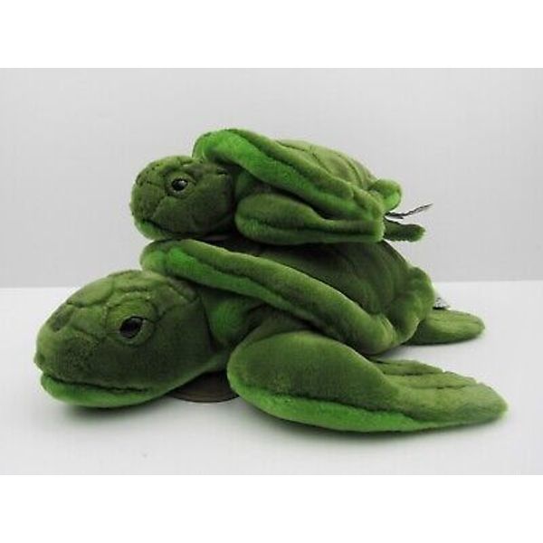 Yomiko Classics Mommy & Baby Green Turtle Plush Stuffed Toy Animal Russ Berrie