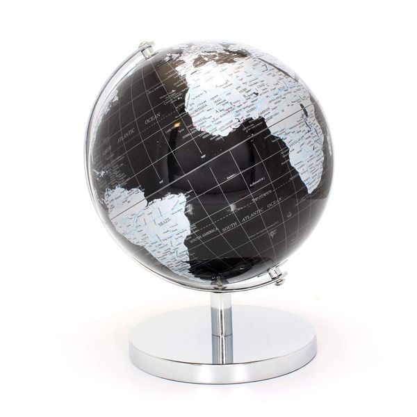 LEONARDO Black & Silver World Globe 27cm, Metal