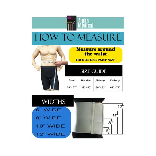 Alpha Medical Abdominal Binder - Stomach Support Wrap - Surgical Binder - Hernia Support Abdominal Binder - Post Surgery Stomach Wrap L0625 (12" High ; 50"-62" Around Waist)