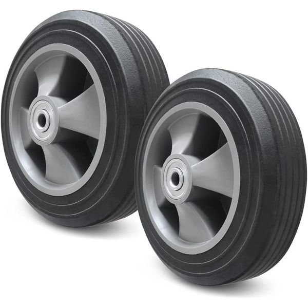 Lotfancy 8 Inch Hand Truck Wheels, 2PCS Solid Flat Free Tires Replacement for Ha