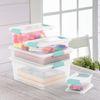 Sterilite Large Clip Box, Stackable Small Storage Bin with Latching Lid, Plastic Container to Organize Paper, Office, Clear Base and Lid, 1-Pack